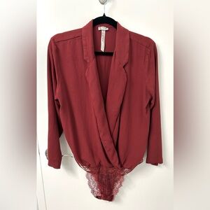 Intimately Free People Red Long Top bodysuit Sz M